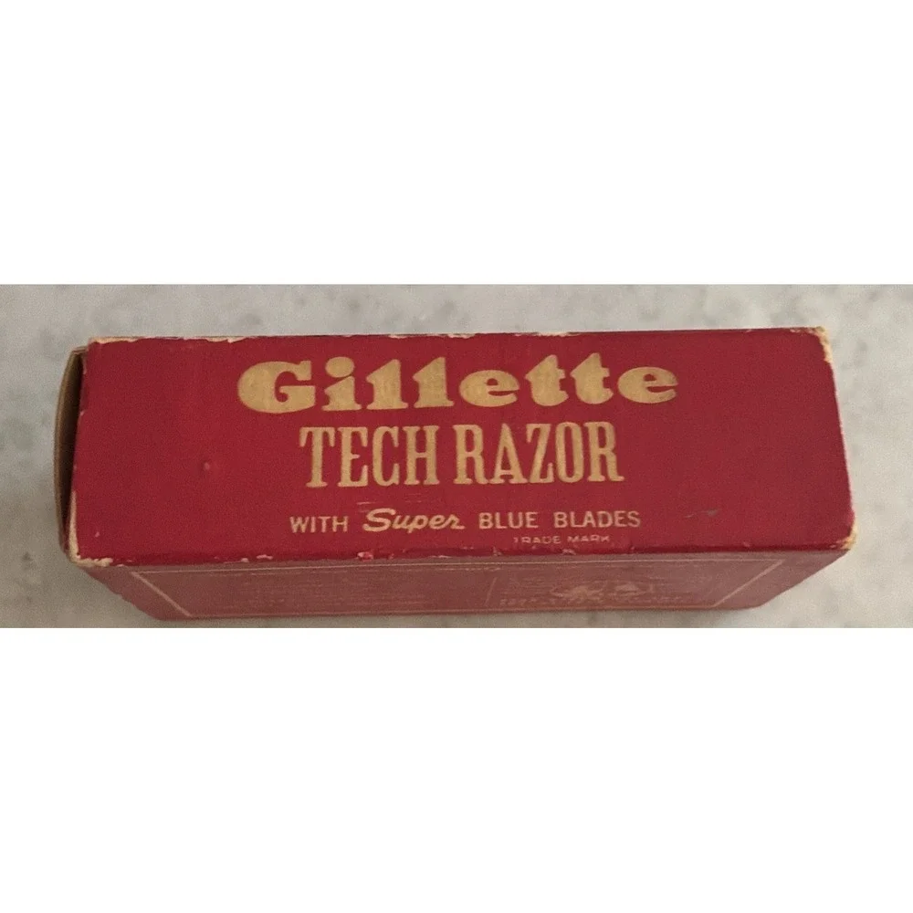 VINTAGE Gillette Tech Razor Red Cross Gift - Picture 5 of 11